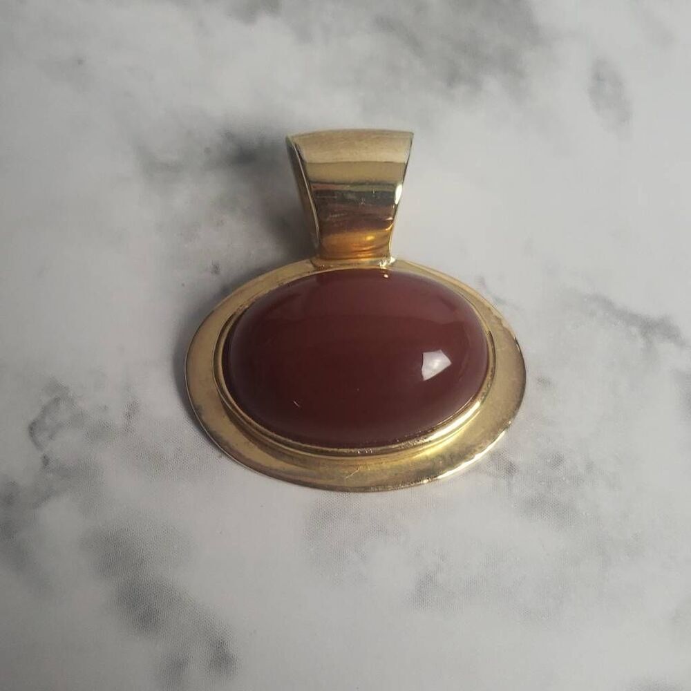 Roman Oval Vintage Roman Jewelry Faux Carnelian Pendant - Picture 2 of 7